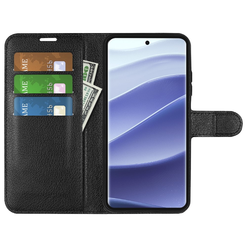 Litchi könyv tok Xiaomi Redmi Note 14 Pro 5G/Poco X7 5G - fekete