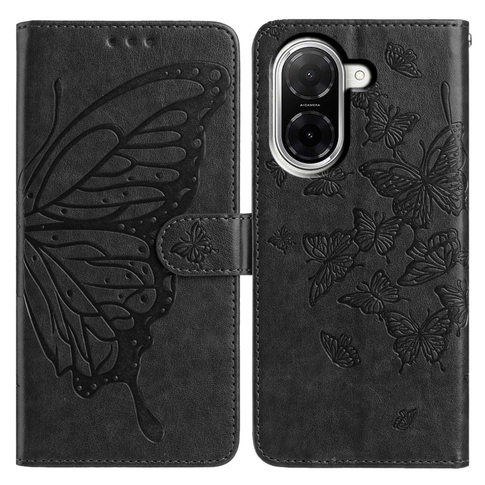 Virágos pillangó könyv tok Xiaomi Redmi A5 (171.7x77.8x8.3mm) számára - fekete