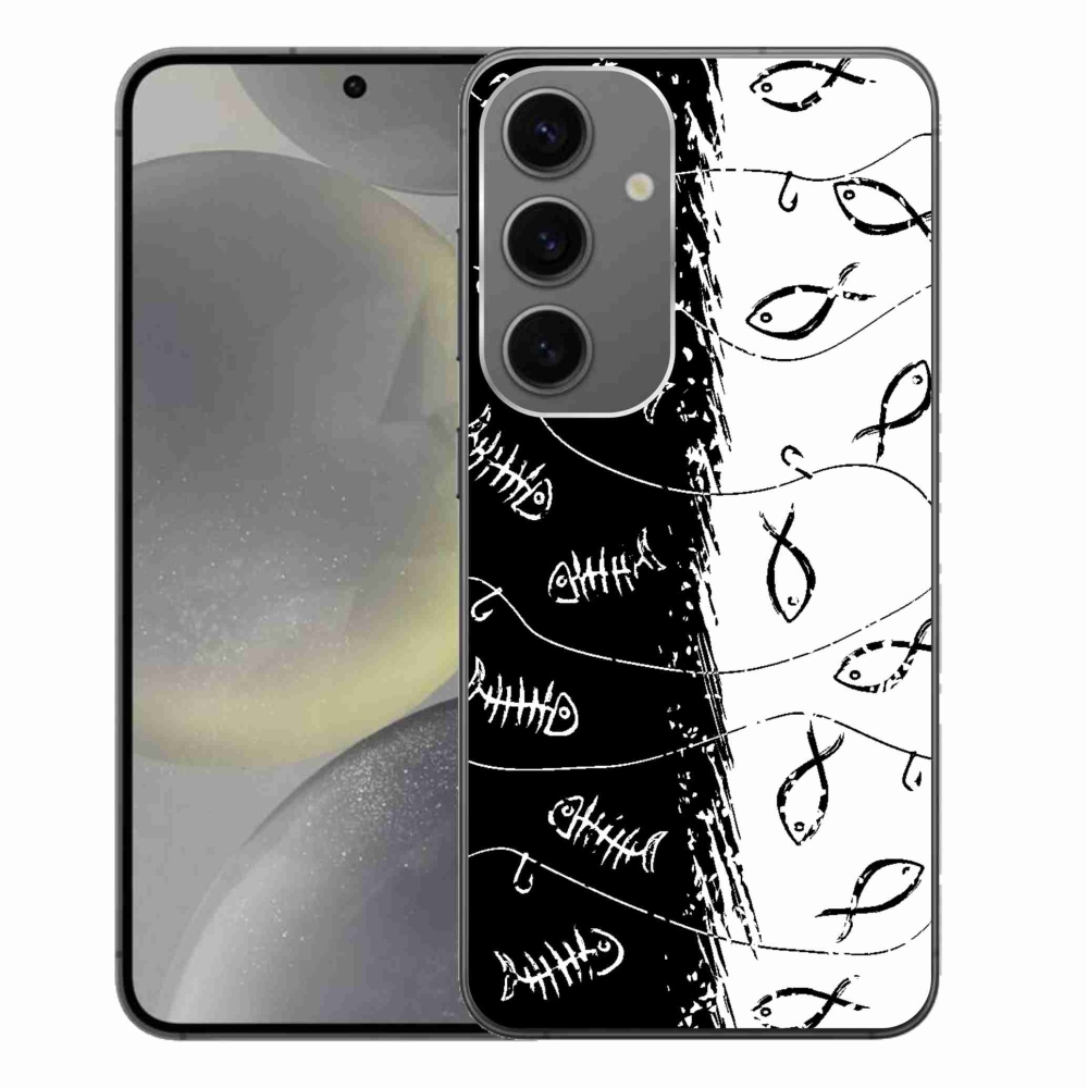 Zselés borítás mmCase Samsung Galaxy S24+ - csontvázak és halak számára