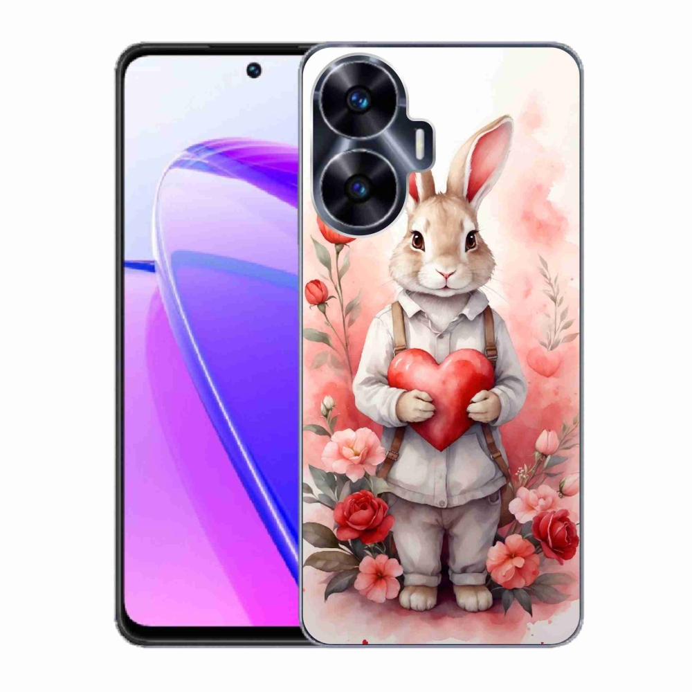 Zselés borítás mmCase a Realme C55 készülékhez - nyúl szívvel