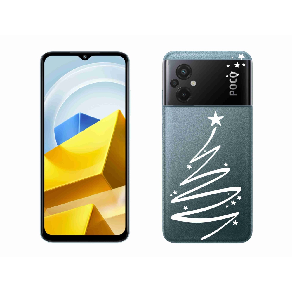 Gél borítás mmCase a Xiaomi Poco M5 4G-hez - fehér fa átlátszó háttérrel