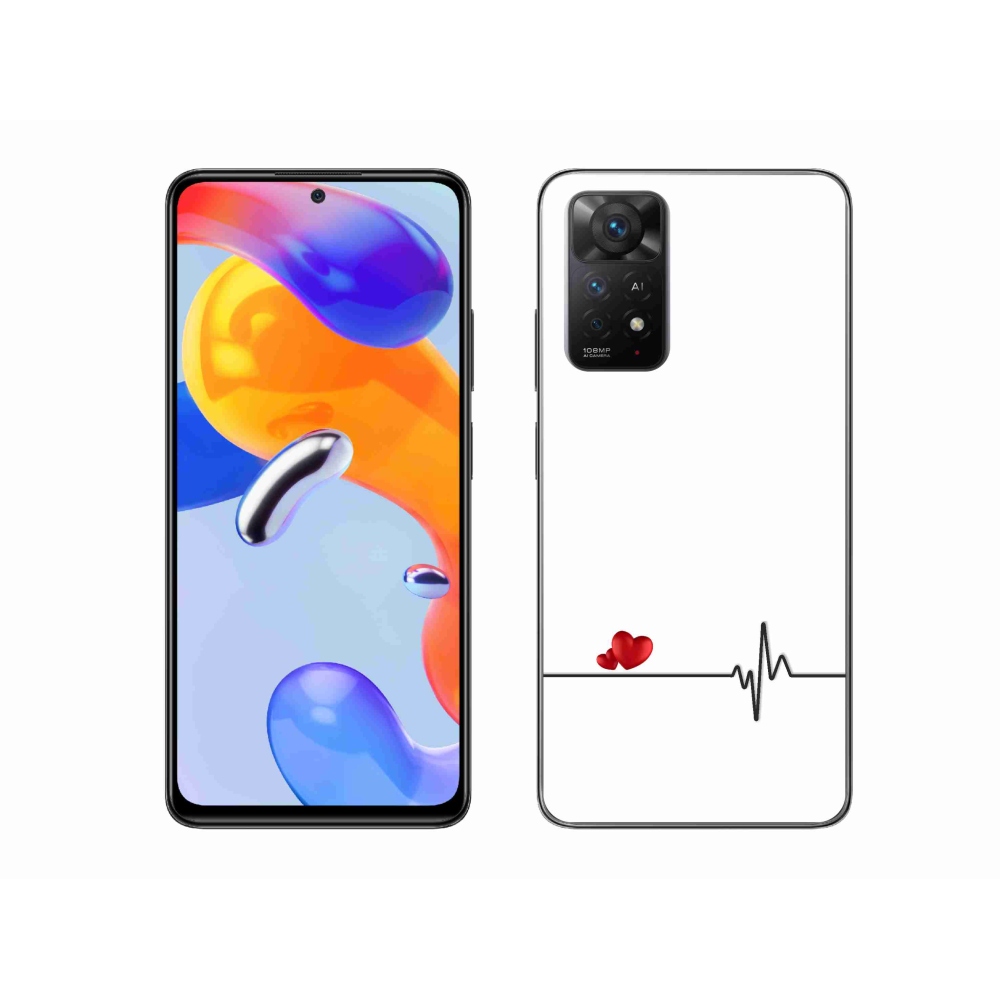 Gél borítás mmCase a Xiaomi Redmi Note 11 Pro 4G/5G-hez - szív és szívverés fehér háttérrel