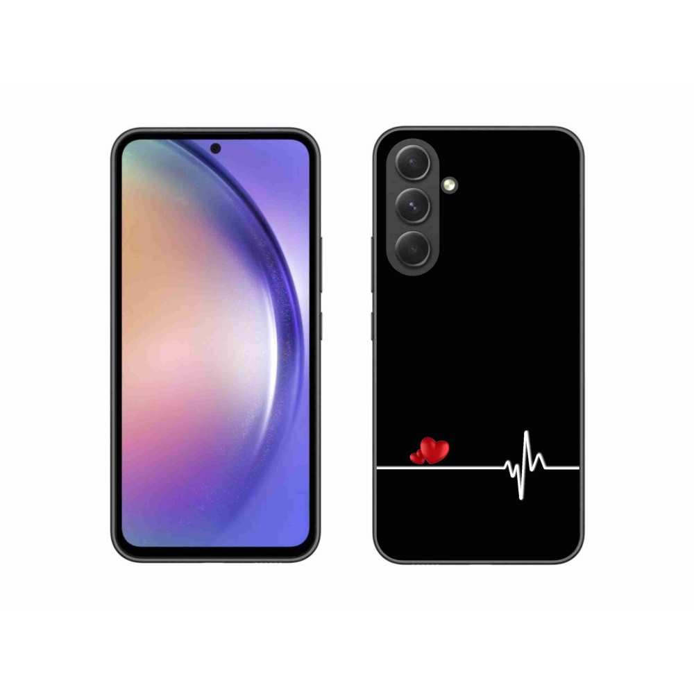 Gél borító mmCase Samsung Galaxy A54 5G - szív és szívverés fekete háttérrel