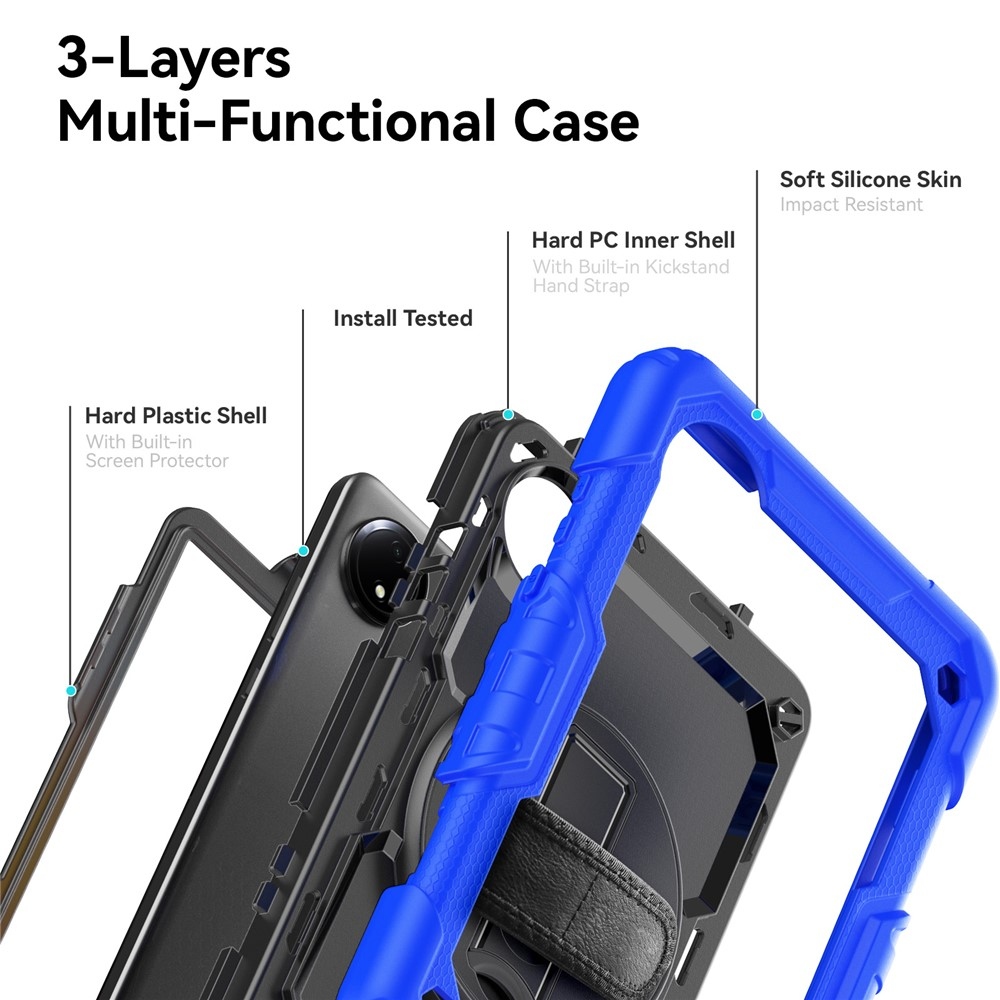 Strapabíró huzat kéztartóval és vállpánttal Xiaomi Redmi Pad SE 8.7 - sötétkék színben