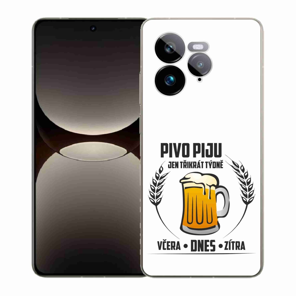 Gél borítás mmCase a Realme GT 7 Pro 5G számára - sör motívum fehér háttérrel