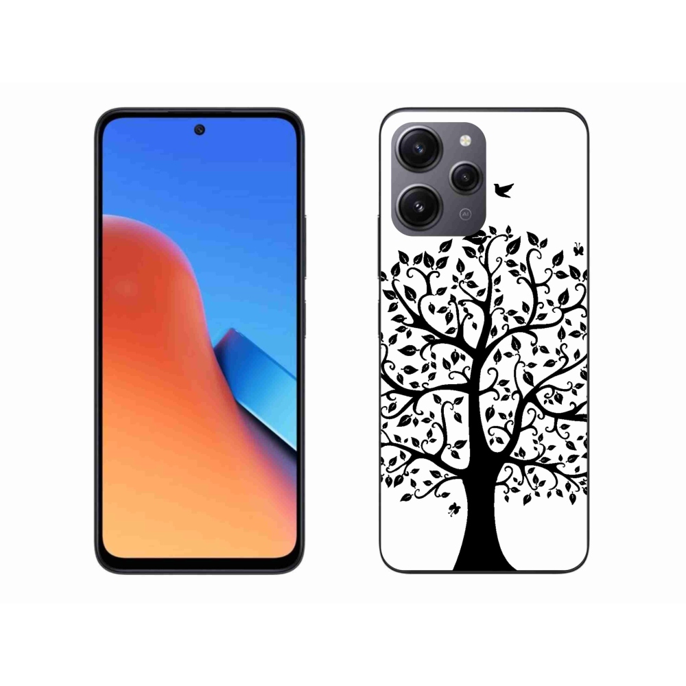 Gél borítás mmCase a Xiaomi Redmi 12-hez - fekete és fehér fa