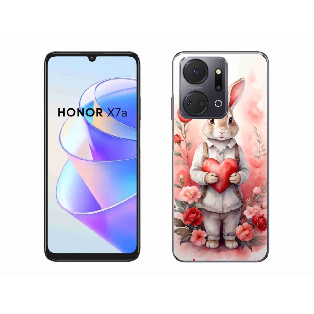 Zselés borítás mmCase a Honor X7a számára - nyúl szívvel