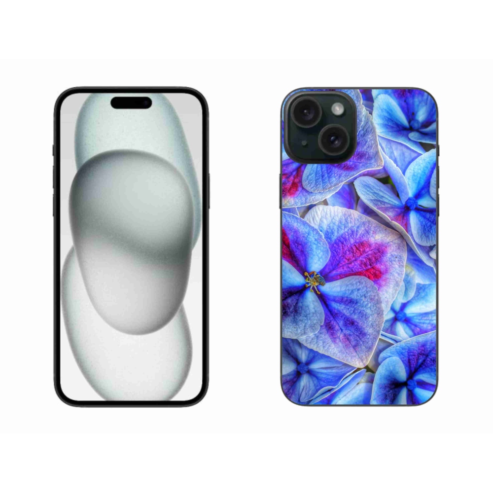 Gél védőhuzat mmCase iPhone 15 Plus készülékhez - kék virágok 1