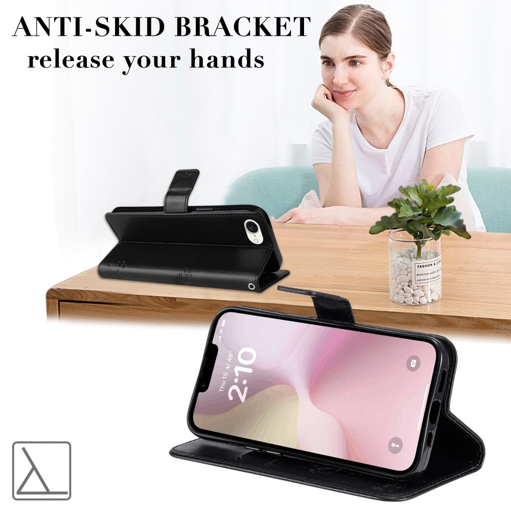 Fák könyvtáska iPhone 16e készülékhez - fekete