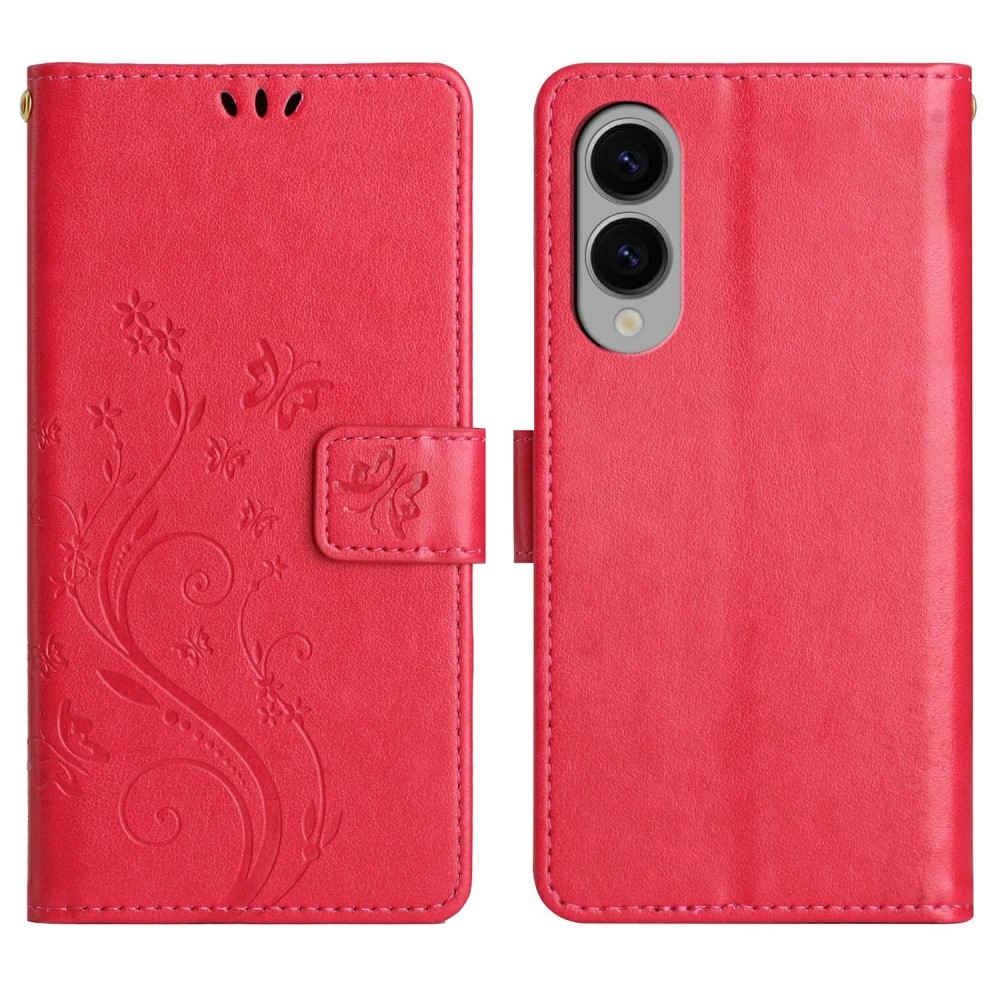 Virágok könyv tok Samsung Galaxy S25 Edge készülékhez - piros