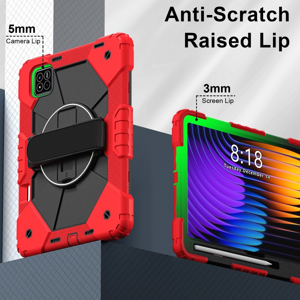 Strapabíró huzat kéztartóval és vállpánttal Xiaomi Pad 7/7 Pro-hoz - piros/fekete