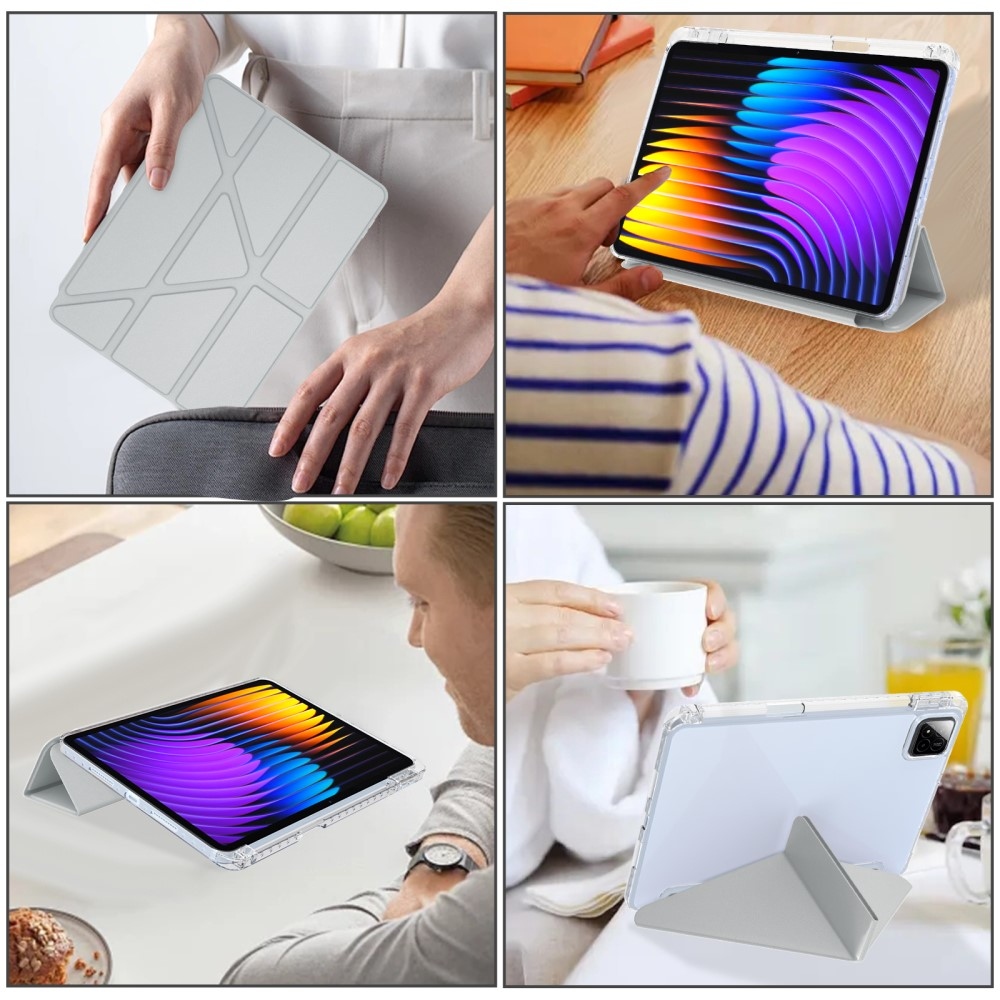 Origami intelligens pozicionáló tok Xiaomi Pad 7/7 Pro táblagéphez - szürke