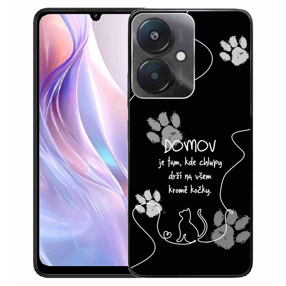 Gél borító mmCase a Xiaomi Redmi 13C 5G számára - macska motívum fekete háttérrel