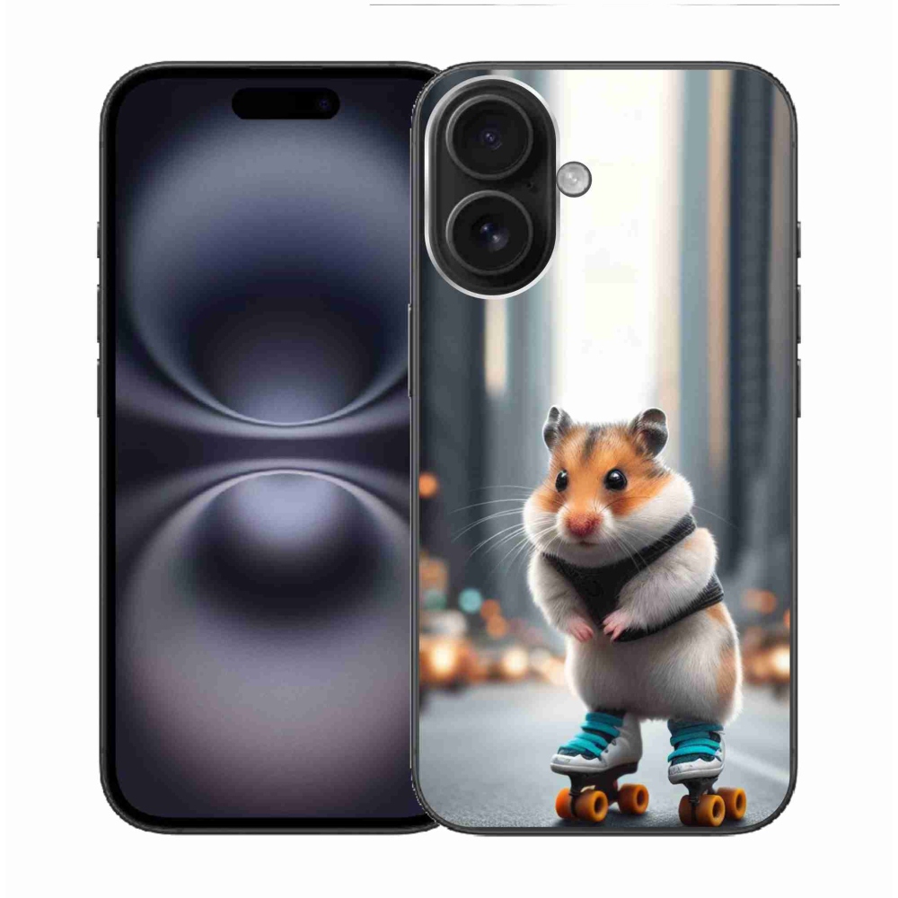 Zselés borítás mmCase iPhone 16-hoz - hörcsög korcsolyán