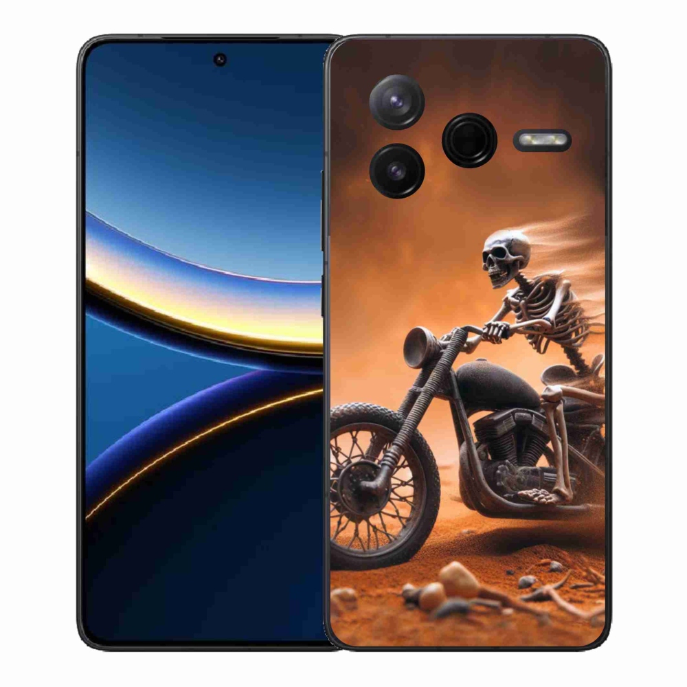 Gél borítás mmCase a Xiaomi Poco F7 Pro számára - csontváz a motorkerékpáron