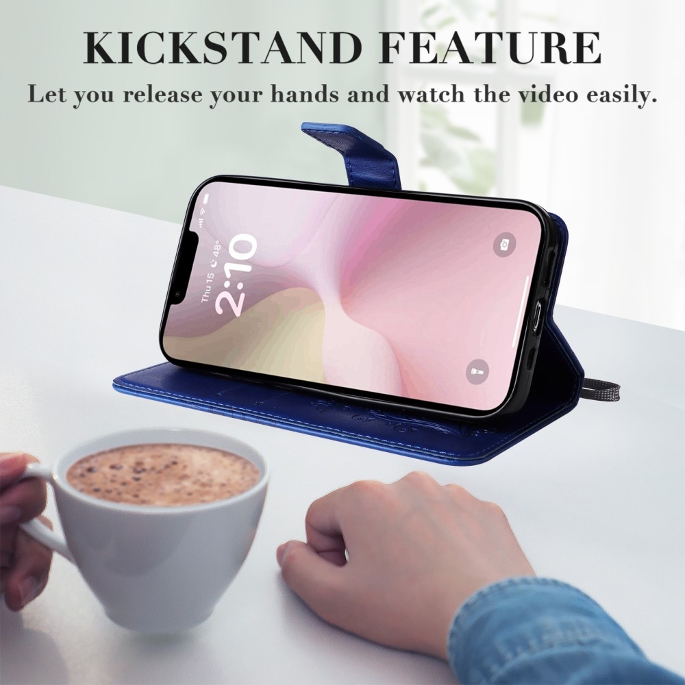 Nagy pillangó könyvtáska iPhone 16e készülékhez - kék