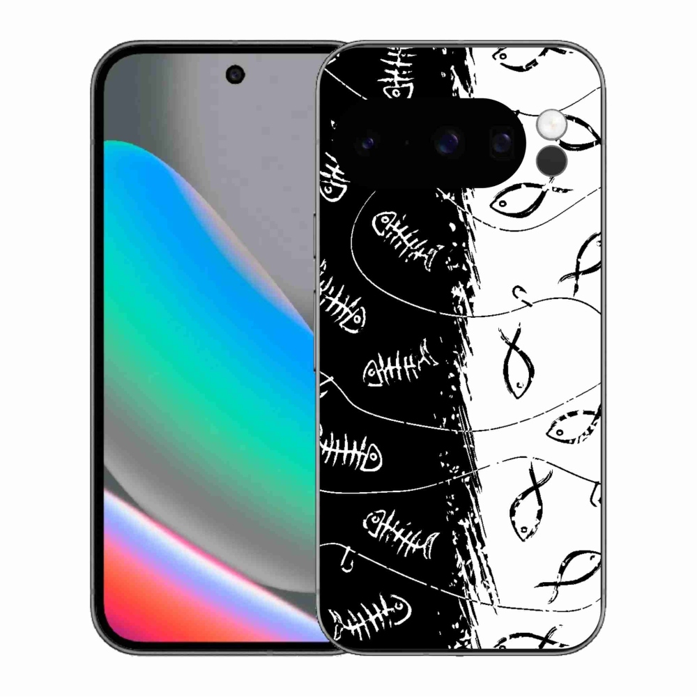 Zselés borítás mmCase a Google Pixel 10 Pro számára - csontvázak és halak