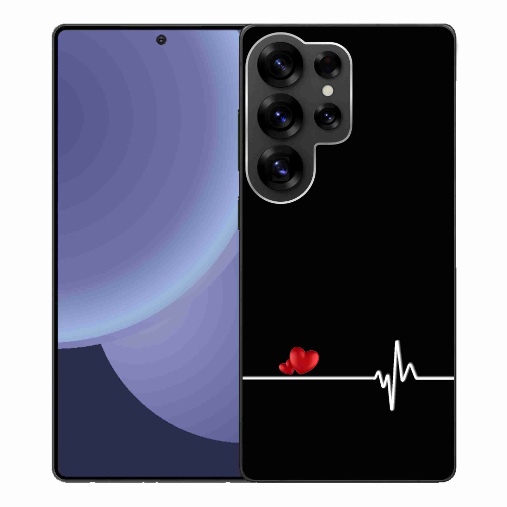 Gél borító mmCase Samsung Galaxy S25 Ultra - szív és szívverés fekete háttérrel