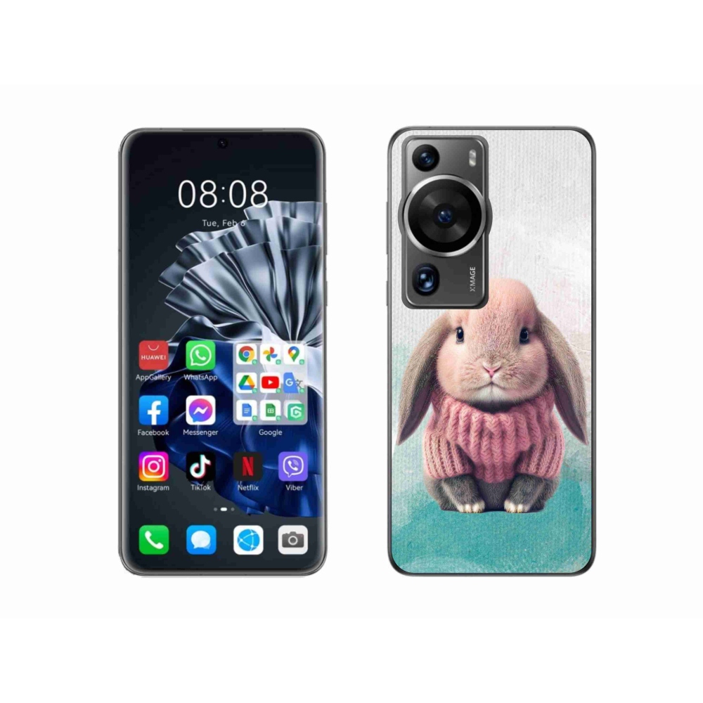 Gél borítás mmCase a Huawei P60 Pro számára - nyúl pulóverben
