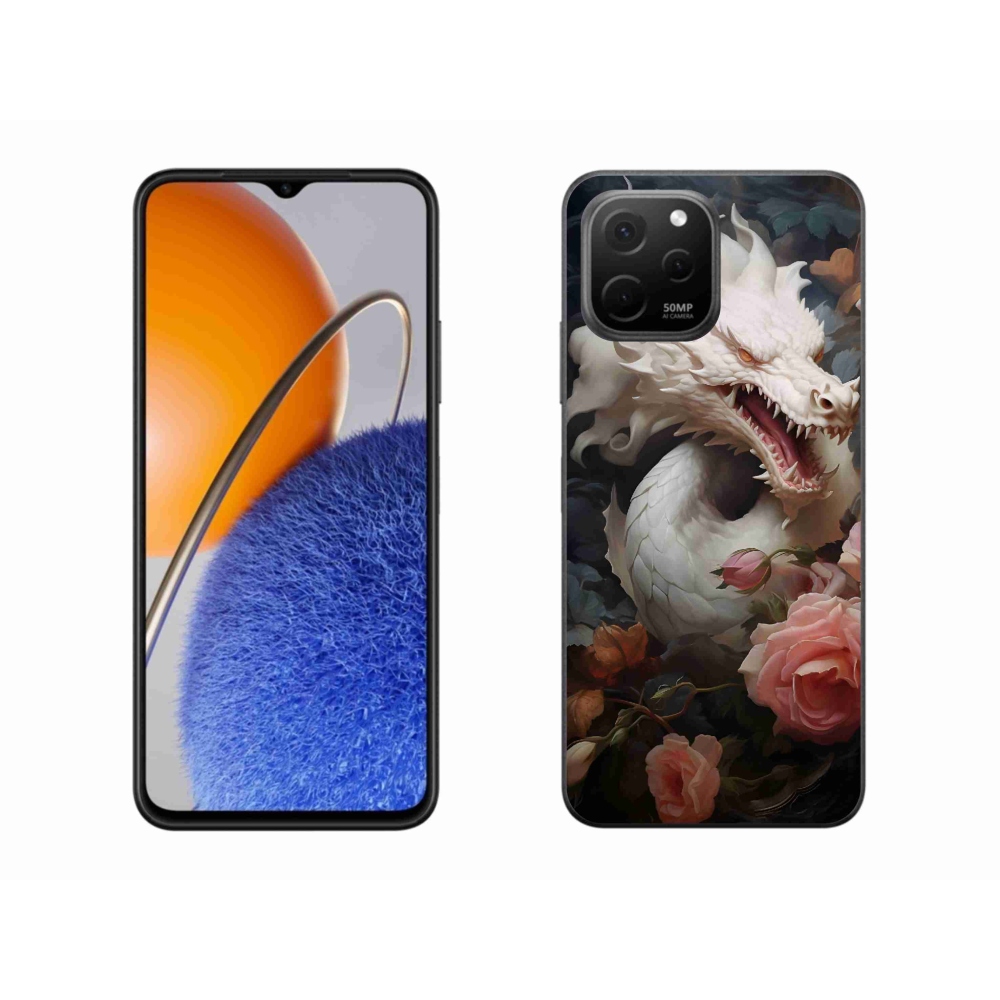 Gél borítás mmCase a Huawei Nova Y61 készülékhez - fehér sárkány