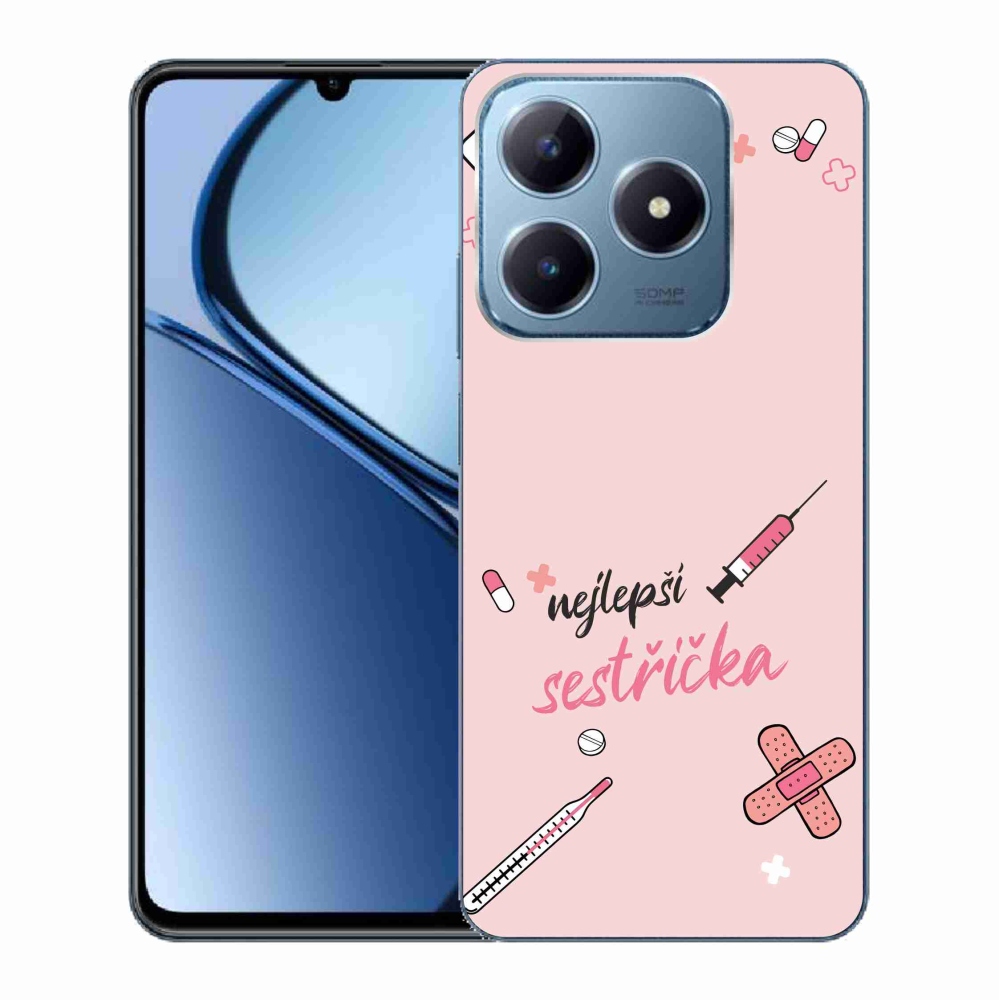 Gél borító mmCase a Realme C63-on - a legjobb kishúg rózsaszín háttérrel