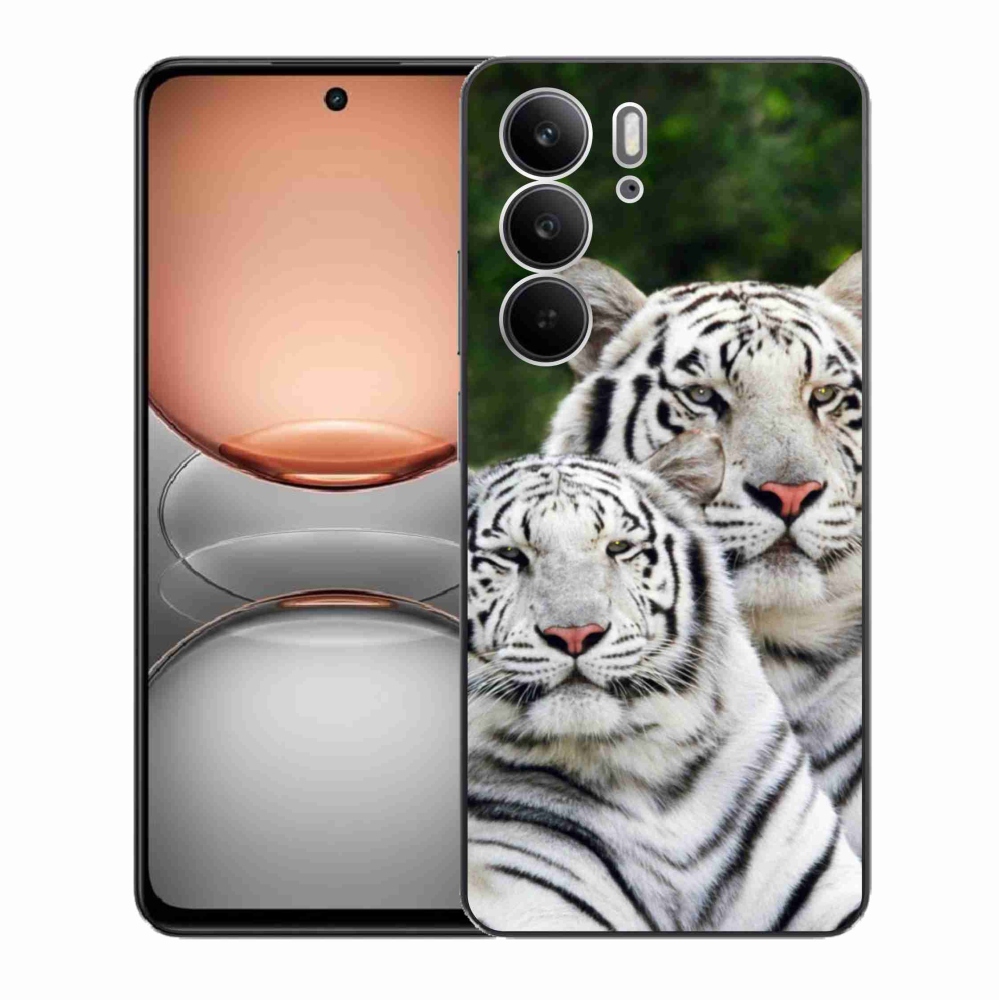 Gél borító mmCase a Realme C75 készülékhez - fehér tigrisek