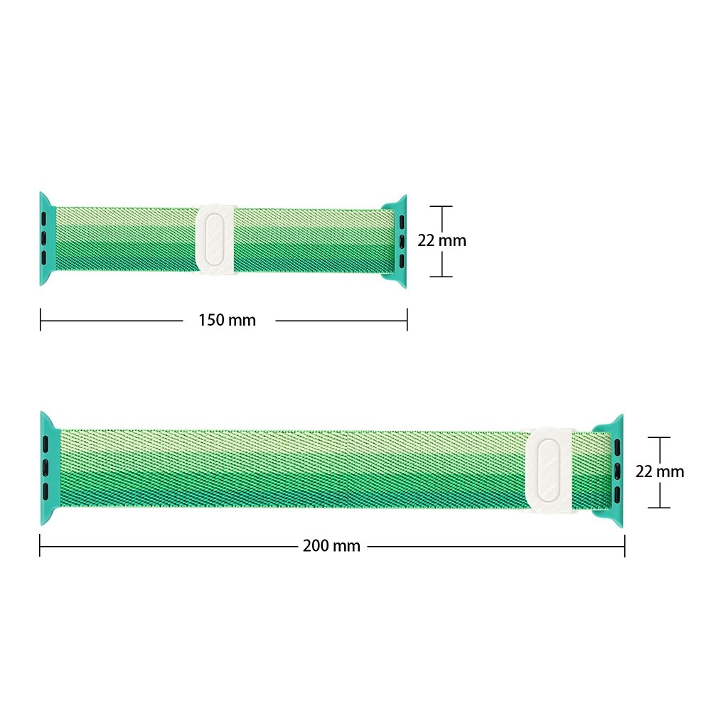 Fokozatos nejlon szíj Apple Watch Ultra/Ultra 2 49mm/SE/SE 2022/2023 44mm/9/8/7 45mm/6/5/4 44mm/3/2/1 42 mm - zöld csíkok