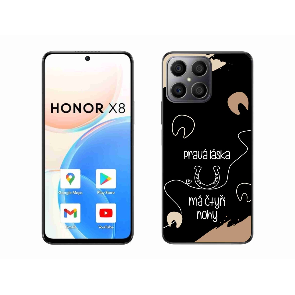 Gél borítás mmCase a Honor X8 4G készülékhez - ló motívum fekete háttérrel