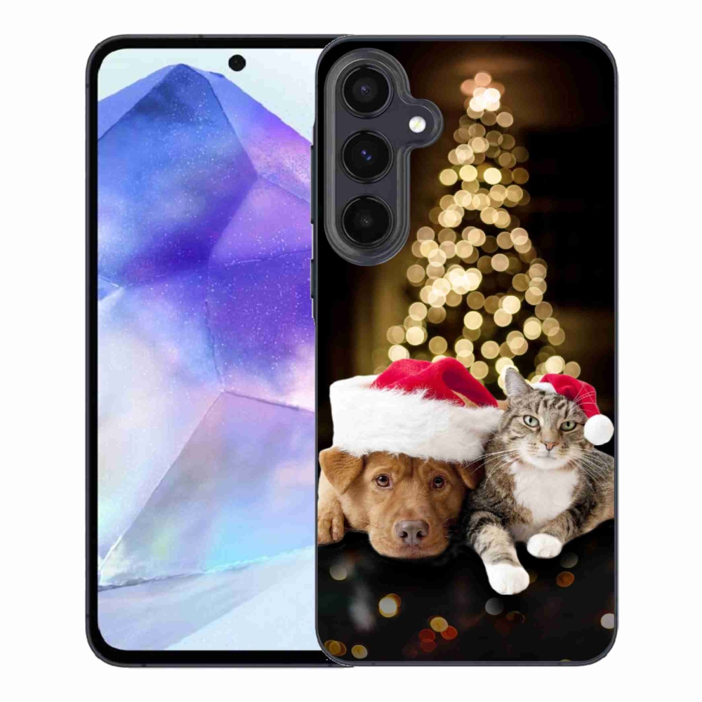 Gél borítás mmCase Samsung Galaxy A55 5G - Karácsonyi kutya és macska
