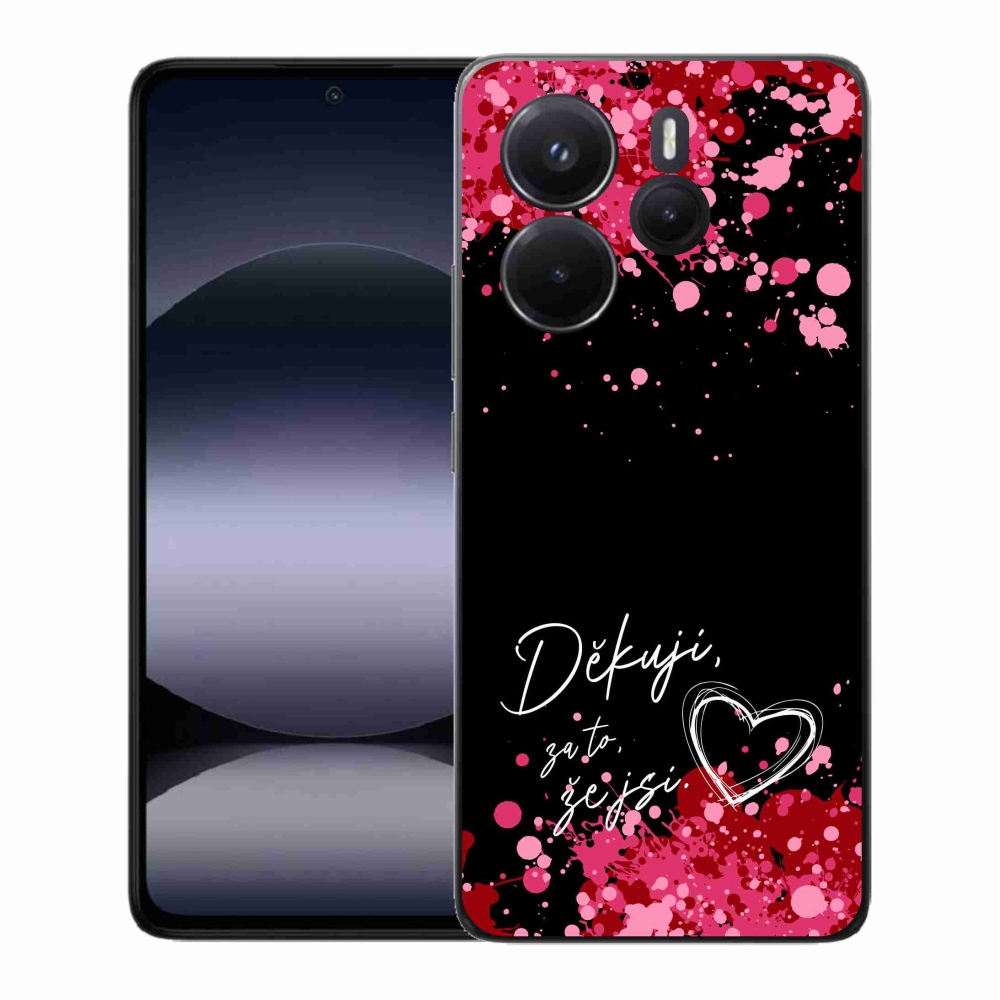 Gél borító mmCase a Xiaomi Redmi Note 14-hez - text in love 2 fekete háttérrel