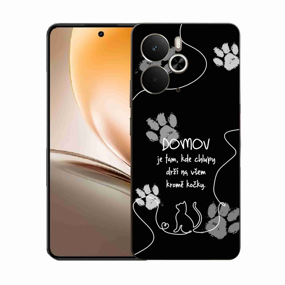 Gél borító mmCase a Realme 14 5G/14T 5G készülékhez - macska motívum fekete háttérrel