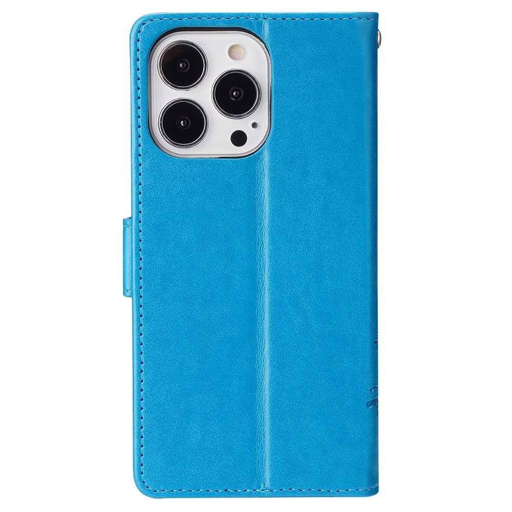 Virágok könyv tok iPhone 15 Pro készülékhez - kék