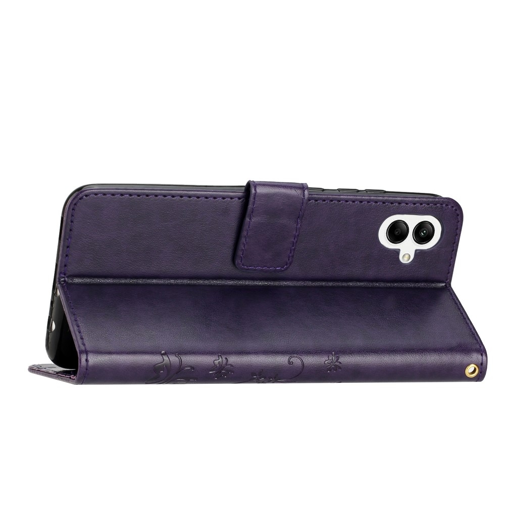 Virágok könyv tok Samsung Galaxy A06 4G - sötét lila