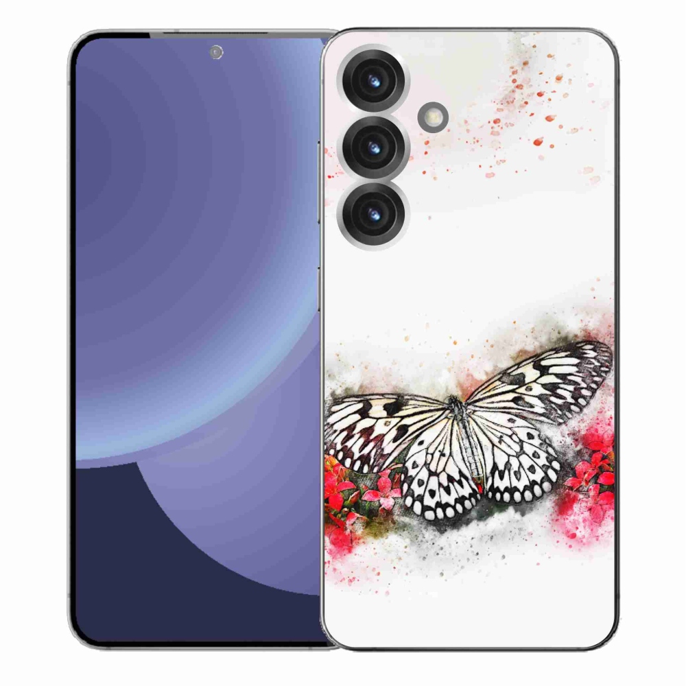 Gél védőhuzat mmCase Samsung Galaxy S25+ - fekete-fehér pillangóhoz