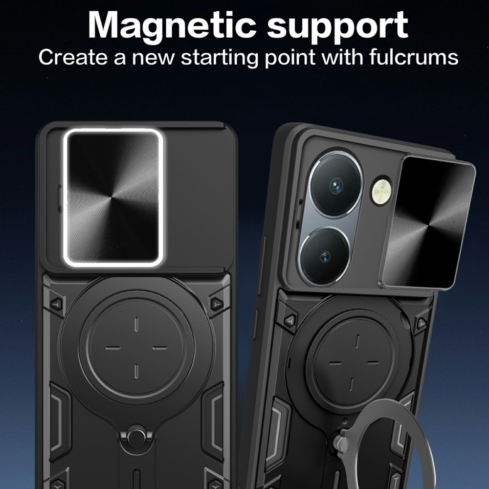 Forgatható, tartós borítás a Vivo Y36-hoz - fekete