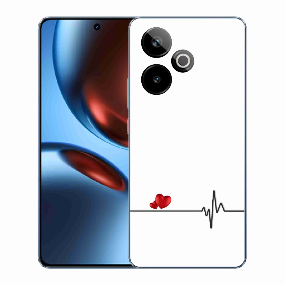 Rugalmas zselés tok mmCase a Realme GT 7 5G/GT 7T 5G képével - szív és szívverés fehér háttérrel