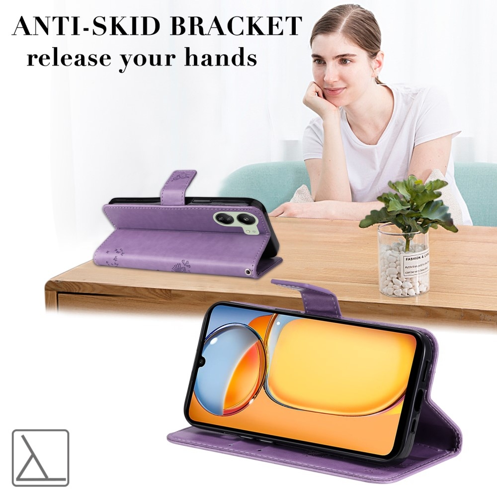 Fák könyvtáska Xiaomi Poco C65/Redmi 13C - világos lila