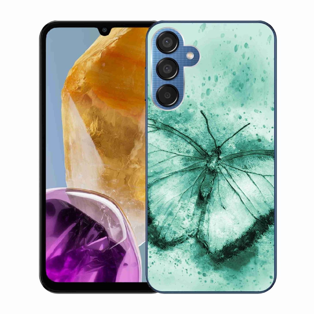 Gél tok mmCase a Samsung Galaxy M15 5G készülékhez - zöld pillangó