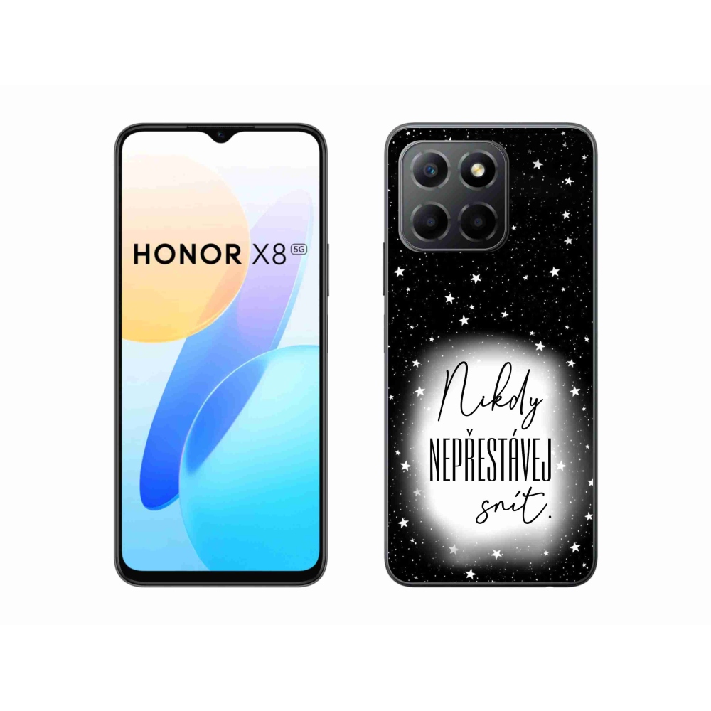 Gél borítás mmCase a Honor X8 5G/Honor 70 Lite 5G készülékhez - Idézet 1 fehér és fekete háttérrel