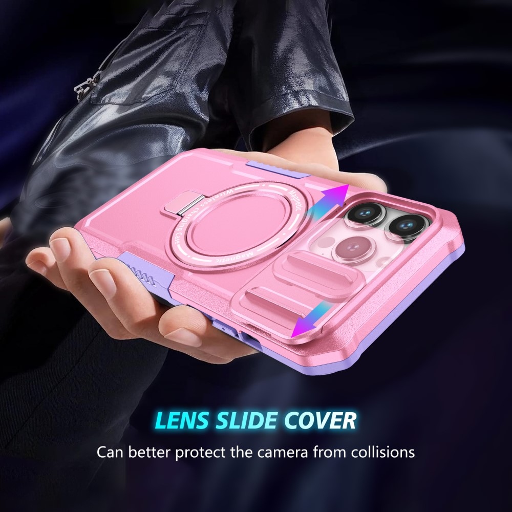 Katonai tartós védőburkolat MagSafe-vel iPhone 14 Pro Max készülékhez - lila/rózsaszín