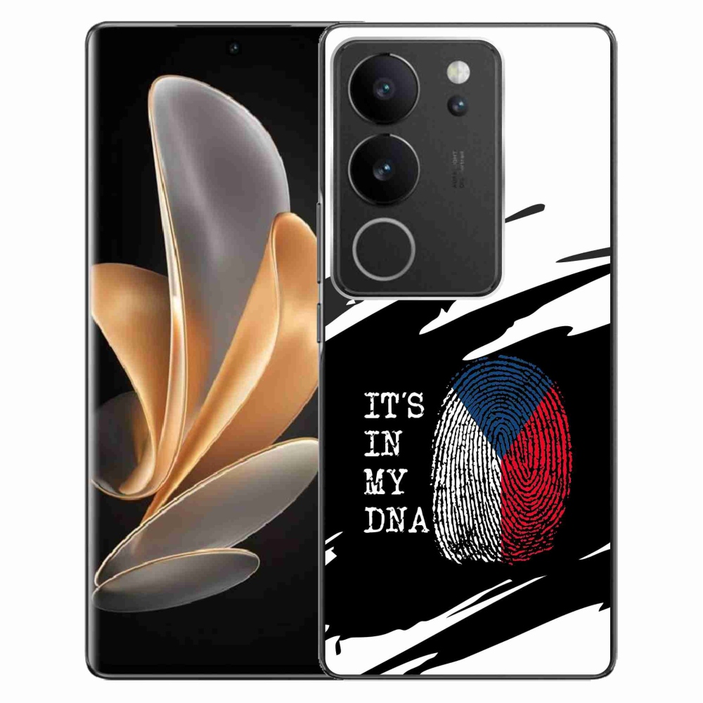 Gél borító mmCase a Vivo V29 5G - zászló ujjlenyomat fekete és fehér háttérrel