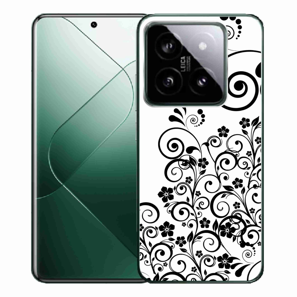 Gél borítás mmCase a Xiaomi 14 Pro számára - fekete és fehér virágmintás