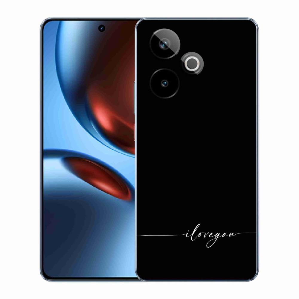 Rugalmas zselés tok mmCase a Realme GT 7 5G/GT 7T 5G képével - szeretlek fekete háttérrel