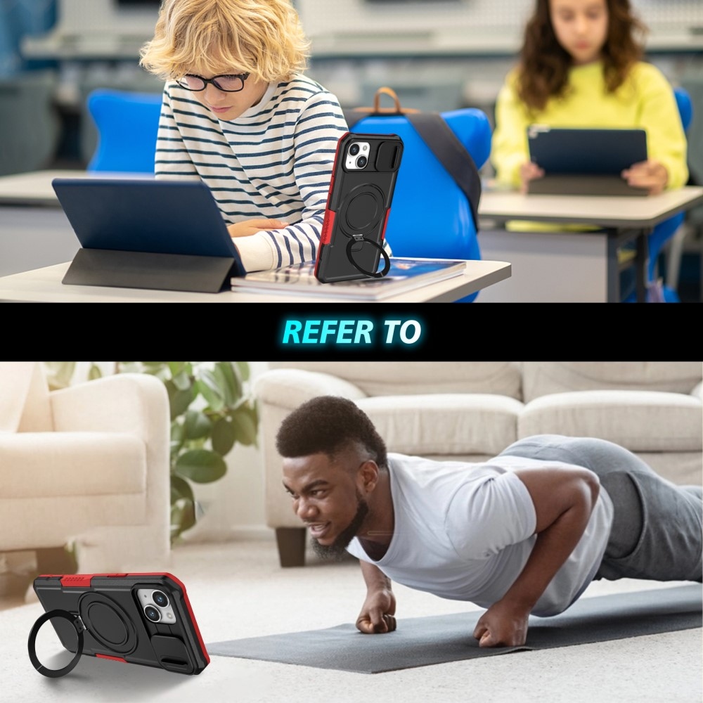 Fulcrum tartós borító kameravédelemmel és MagSafe funkcióval iPhone 14 készülékhez - Piros/fekete