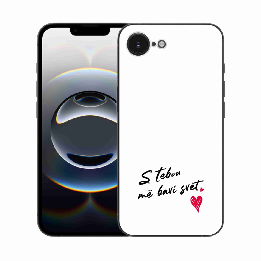 Gél borító mmCase iPhone 16e készülékhez - szerelmes szöveg 1 fehér háttér