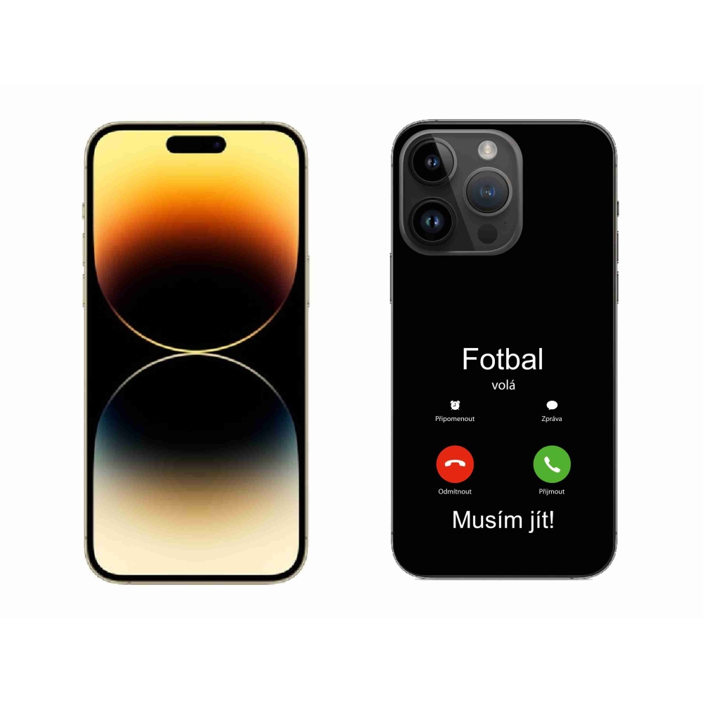 Zselés borítás mmCase iPhone 14 Pro Max 6.7 készülékhez - futballhívások fekete háttérrel