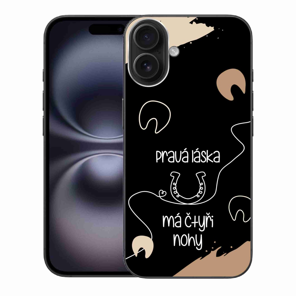 Zselés borítás mmCase iPhone 16 Plus készülékhez - ló motívum fekete háttér
