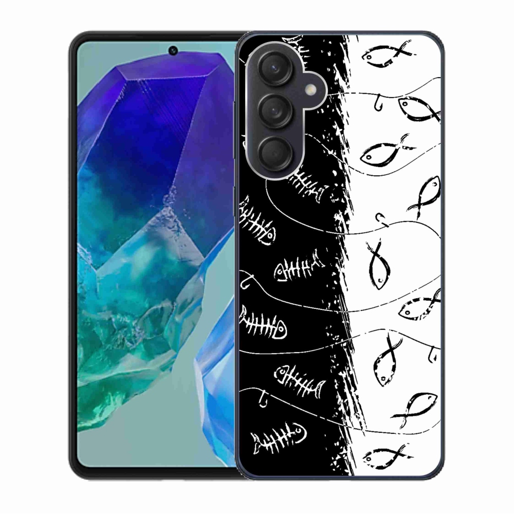 Gél borító mmCase Samsung Galaxy M55 5G - csontvázak és halak számára