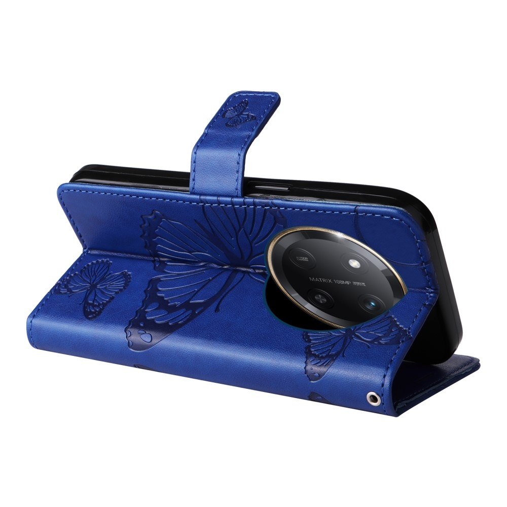 Nagy pillangó könyv tok a Honor Magic 7 Lite 5G számára - kék