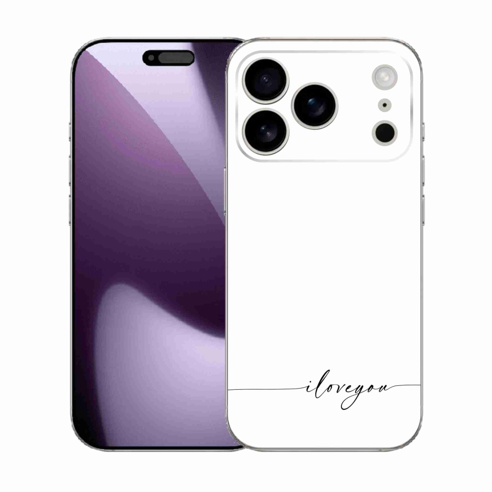 Gél borítás mmCase iPhone 17 Pro készülékhez - I love you fehér háttérrel